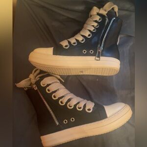 Black Faux Leather Sneakers